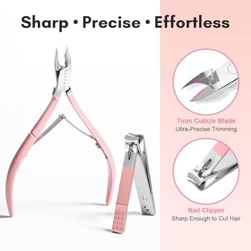 Makartt Pink Cuticle Trimmer Set - Nail Clipper & Pushers