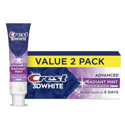 Crest 3D White Advanced Toothpaste, Radiant Mint, 3.3 oz (Pack of 2),