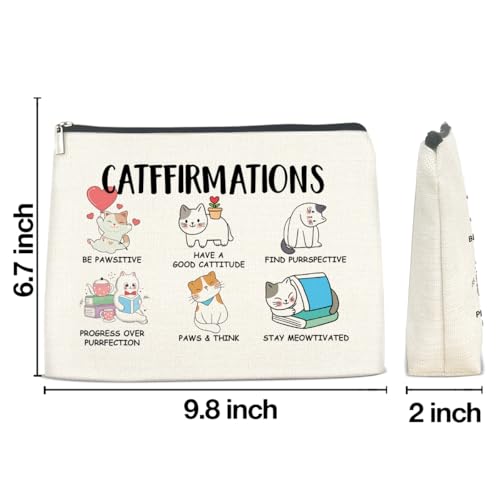 Cat Lovers Gifts Cosmetic Bag - Cat Lover Zipper Makeup Pouch 9.8x6.7 in, Jyunsoeng