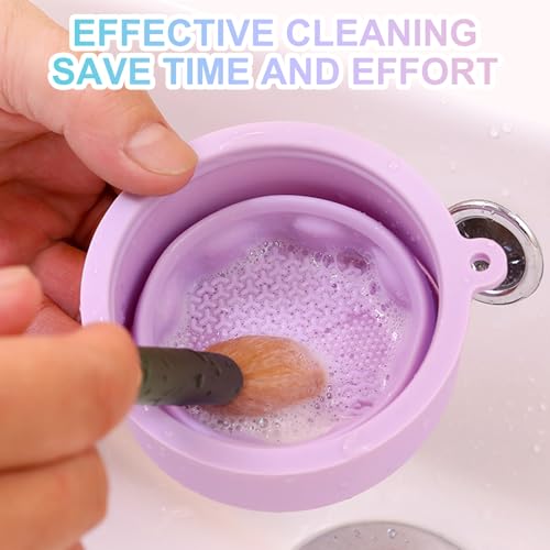 Portable Makeup Brush Cleaner Mat & Organizer - 2-in-1 Silicone Holder