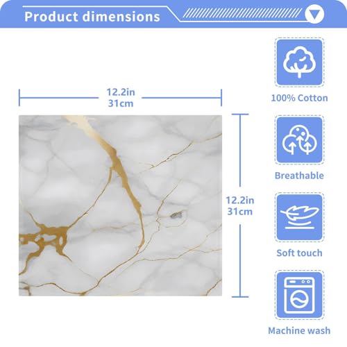 WELLDAY White Gold Marble 12x12 Washcloths, 2-Pack Cotton Face Towels