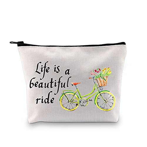 MBMSO Life is a Beautiful Ride Bicycle Travel Makeup Bag Waterproof Cosmetic Pouch