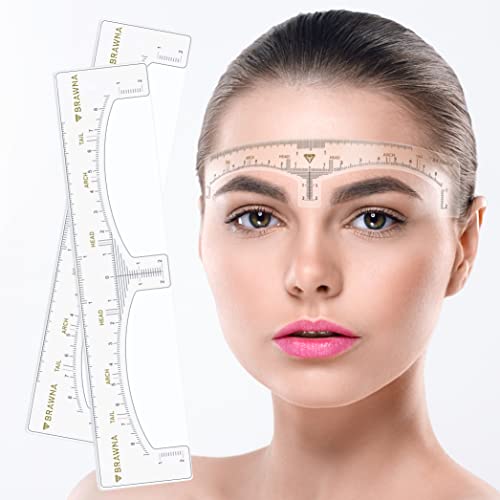 BRAWNA Eyebrow Ruler Stencils - 50 Pcs Adhesive Shaping Kit for Microblading