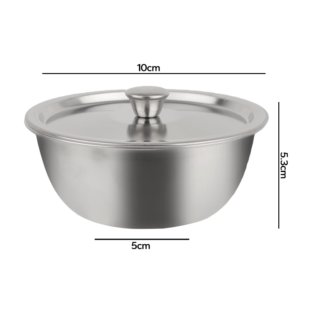 304 Stainless Steel Steamed Egg Bowl With Lids Household Kitchen Tableware Fruit Salad Dessert Soup Bowl Food Container,10 * 5.3 * 5cm