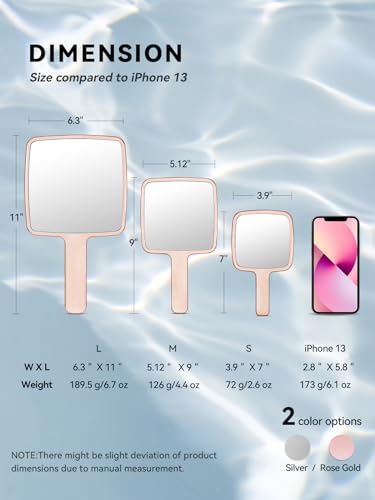MIRRORNOVA Handheld Makeup Mirror - 4" x 7", Gold Finish