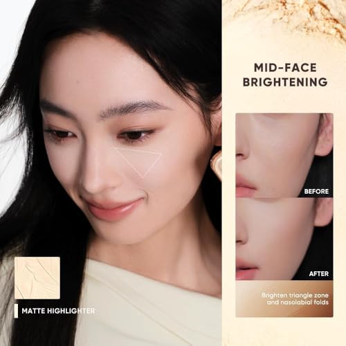 JUDYDOLL Highlight & Contour Palette, All-in-One Matte Highlighter Contour Compact,Natural Brightening Finish for Cool Fair & Olive Skin (05 Feather Glow Palette)