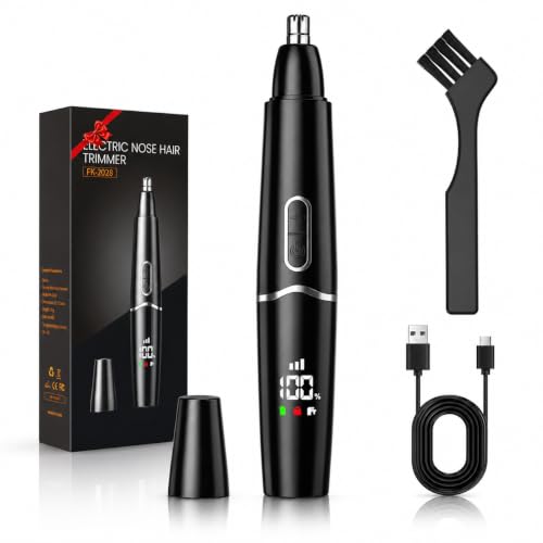 Men Women Nose & Ear Hair Trimmer with LED Display, USB Rechargeable, Waterproof