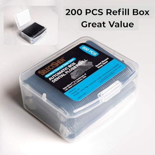 Portable Dental Floss Dispenser Set - 288 Count Bamboo Charcoal (Black)
