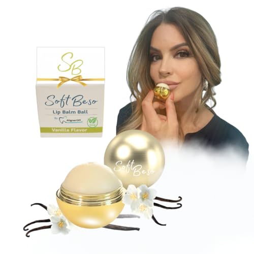 SoftBeso Gold-Vanilla Lip Balm Ball 1 Count Vegan & Hydrating Moisturizer