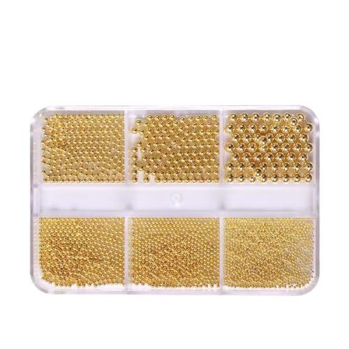 Golden 3D Nail Art Beads Set - Multi-Size Metal Caviar for DIY Manicure
