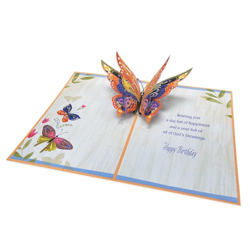 3D Pop Up Religious Birthday Card with Scripture & Butterfly Design