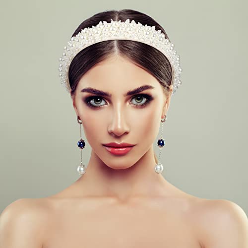 Hoteam 3 Pcs Pearl Headbands for Women - Bridal Hair Accessories