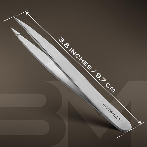 Silver Pointed Tweezers - High Carbon Stainless Steel Precision Hair Removal by MILLY