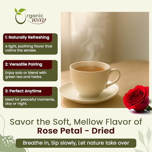 Organic Dried Rose Petals - Edible Herbal Tea - 2 Oz