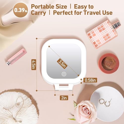 GOMIPURU 30x Magnifying Travel Mirror with Light, LED Compact Makeup Mirror