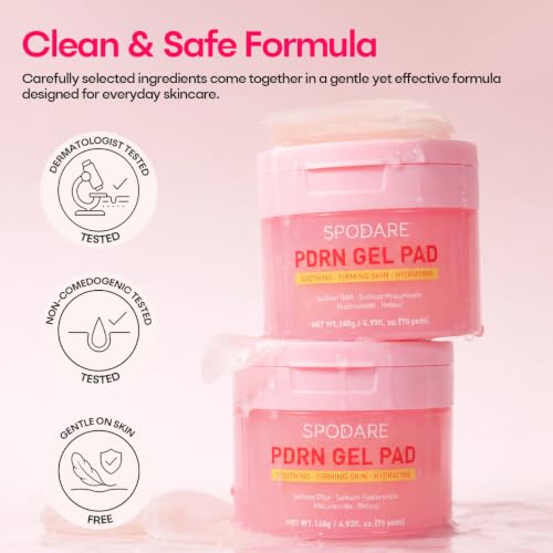 SPODARE Salmon DNA Collagen Jelly Toner Pads Pink, 70 Count – Hydrating Face Mask & Eye Care
