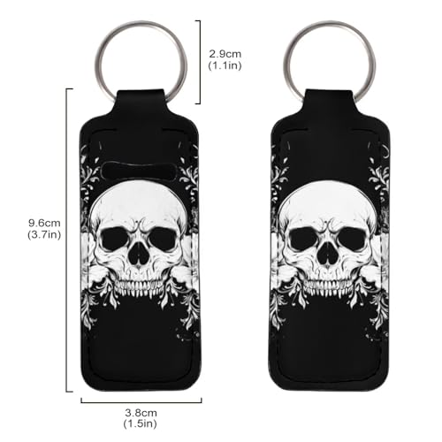 Baxinh Skull Black Lip Balm Keychain Holder for Women, Lipstick & Chapstick