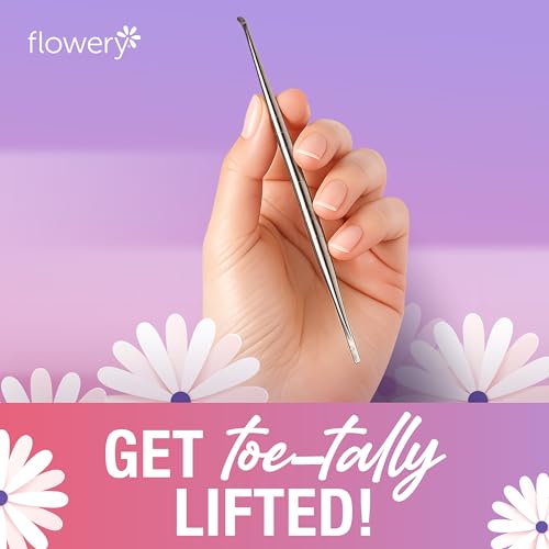 Flowery Stainless Steel Ingrown Toenail Lifter Tool - Dual-Ended Design for Nail Care