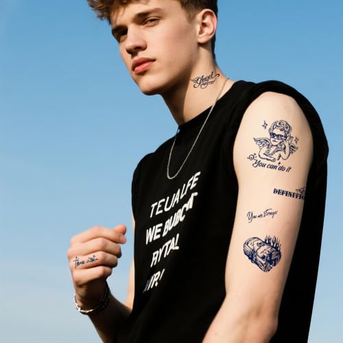 Gothic 12 Pcs Jagua Temporary Tattoo Stickers - Waterproof & Realistic