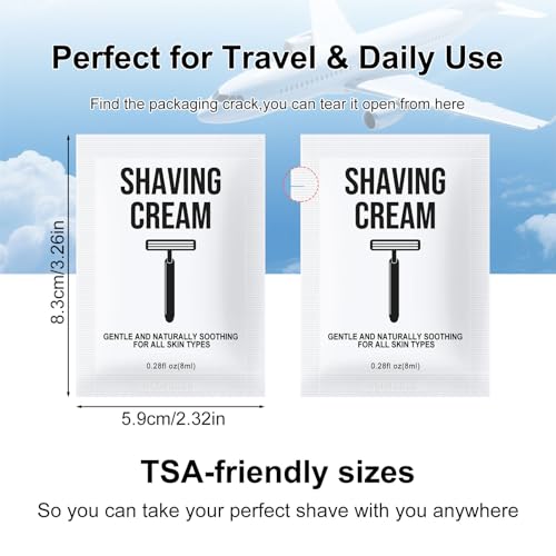 Travel Shaving Cream Packets, 50 Individual Unscented Bulk Portions