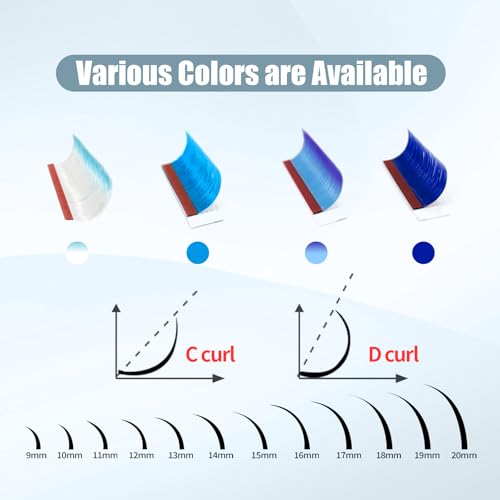 ABONNIE 0.07-D Blue Ombre Colored Lash Extensions 12-15mm Easy Fan Volume Lashes