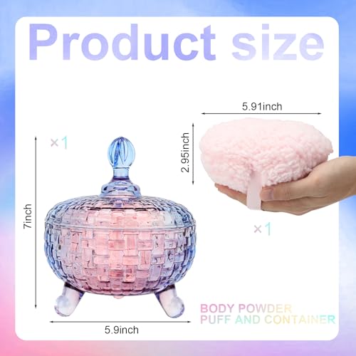 Large Glass Body Powder Container with 5.9-inch Soft Velour Powder Puff
