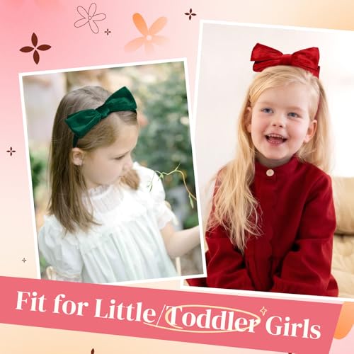 Velvet Bow Headbands for Girls & Toddlers - 2 Pack, Stylish Hair Accessories