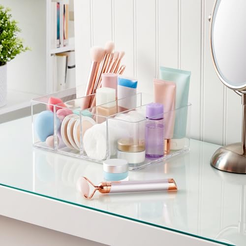 STORi 4-Compartment Clear Plastic Makeup Organizer - USA Made
