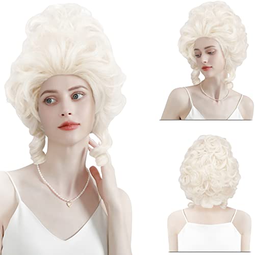 Platinum Blonde Beehive Wig - 18th Century Victorian Baroque Cosplay Hair