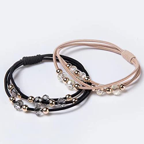 10pcs Small Gold Bead Hair Ties for Women, Elastic Ponytail Holders, Multi Colors