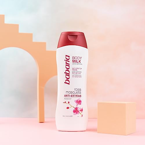 Babaria Anti Stretch Marks Body Milk 16.6 oz - Moisturizing with Sweet Almond Oil & Vitamin E - Reduces Wrinkles - Suitable for All Skin Types