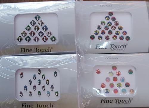 Long Round Hand-Printed Designer Bindi Set for Women - Bridal & Festival Wear, Skin-Friendly, 4 Packs