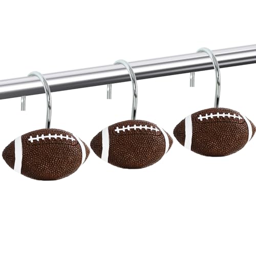 Football Shower Curtain Hooks - 12-Piece Set, Stainless Steel