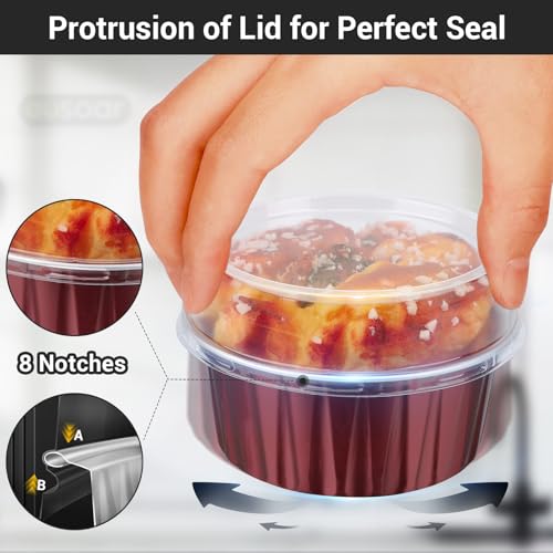 EUSOAR 30pcs 5oz Disposable Aluminum Ramekins with Lids