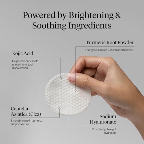 Kitsch Kojic Acid & Turmeric Cotton Pads for Face & Body - 50 Count