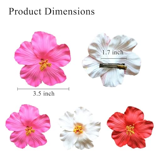 3Pcs Hawaiian Flower Hair Clips - Vibrant Hibiscus & Plumeria
