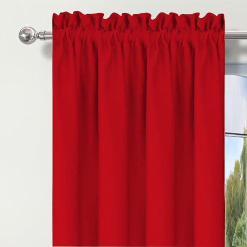 Red Window Valance - Darkening Rod Pocket Curtain, 52" x 18"