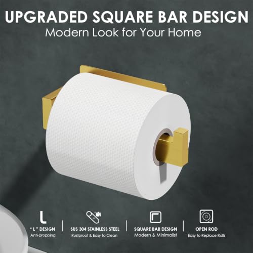Auxmir Self-Adhesive Gold Toilet Paper Holder - SUS304 Stainless Steel