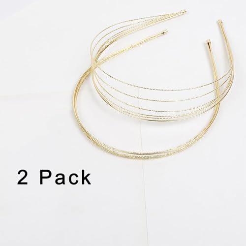 2 Pack Gold Multi-Layer Metal Headbands for Women