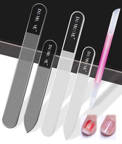 DRMODE Glass Nail File Set 5 Pack with Case - Manicure & Nail Care Tools