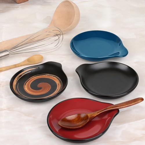 VanlonPro Hand-Painted Ceramic Spoon Rest – 5 Inch Utensil Holder