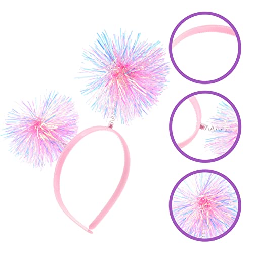 Minkissy Pink Sequin Pom Pom Headband for Women Adults - Head Bopper