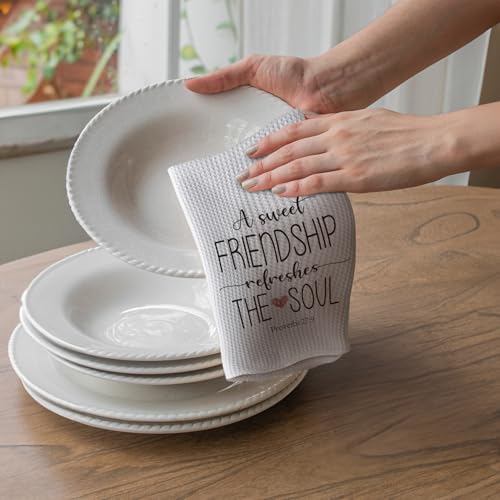 Stylish Kitchen Towels - Sweet Friendship Refreshes the Soul - 16x24in - Functional & Decorative Gift for Friends