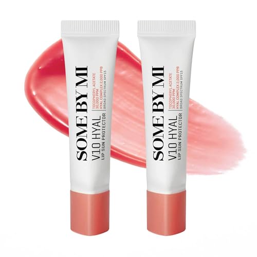 SOME BY MI V10 Hyal Lip Sun Protector SPF 15, Rosy Tinted Balm (2 Pack)