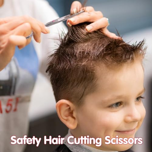 Genpai Toddler Haircut Scissors Kit Black & Pink - Safe 11-Piece Grooming Set
