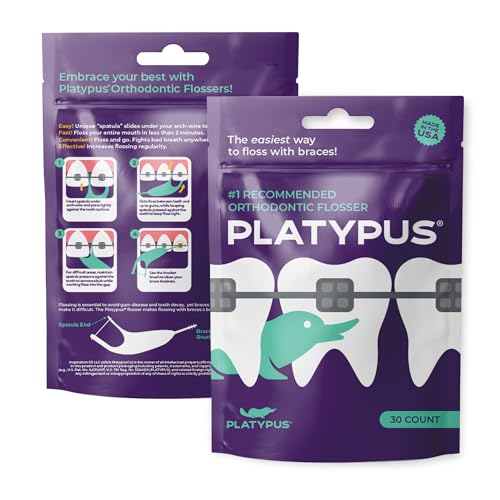 Platypus Orthodontic Flossers for Braces - 60 Count (2 Packs of 30)