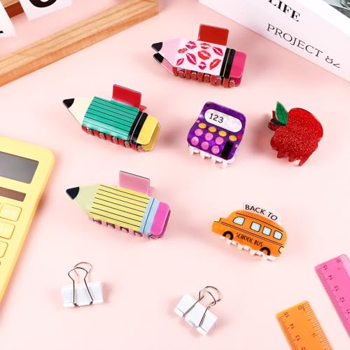 6-Piece School-Themed Hair Claw Clip Set for Teachers