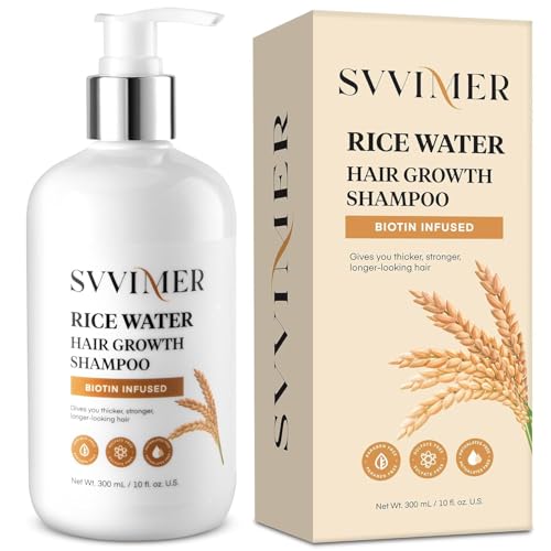 Svvimer Rice Water Hair Growth Shampoo with Biotin for Thinning Hair