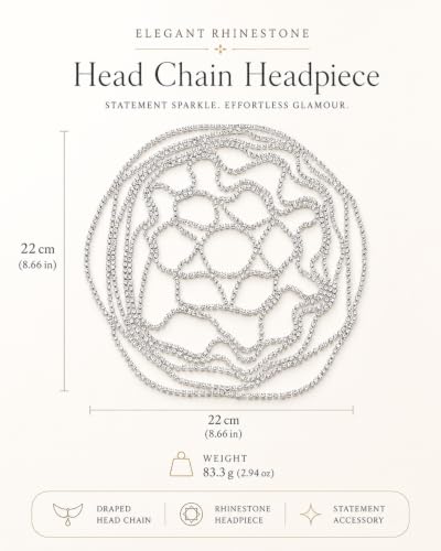 StoneFans Rhinestone Mesh Headpiece Cap Silver Roaring 20s Flapper Hair Accessory for Women Girls