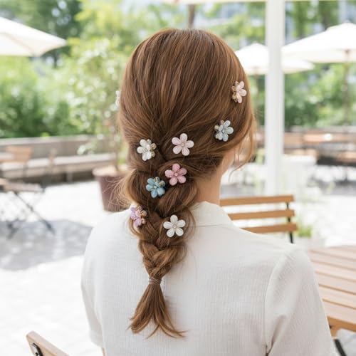 Mini Flower-Shaped Hair Clips for Girls - 10 Pcs Multicolor Pearl Barrettes
